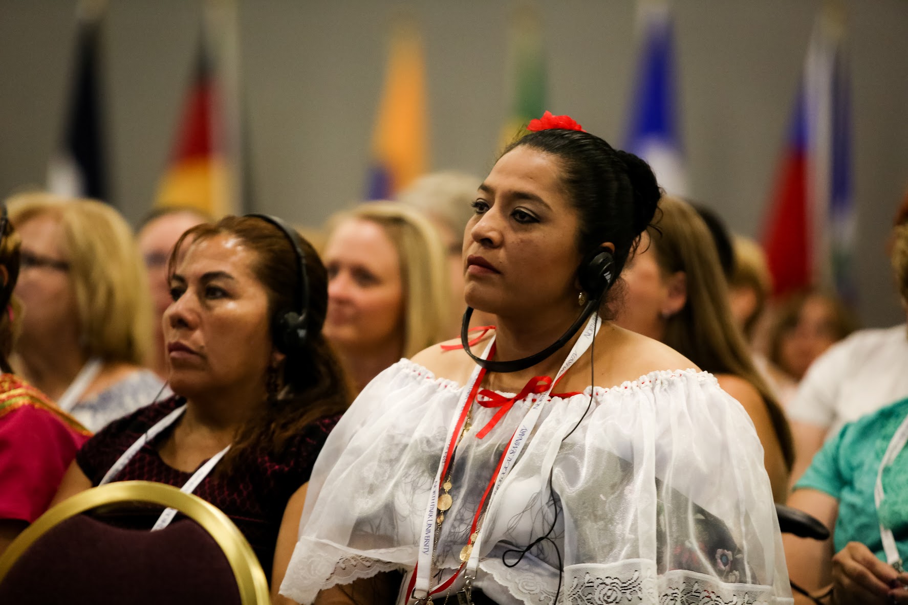 Women from around the world are attending Triennial XV, and the services are translated into their native languages.